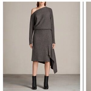 All Saints Charcoal Asymmetrical Eva dress
